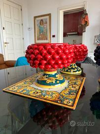 Portavaso in ceramica siciliana