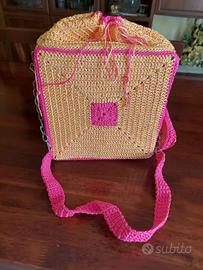 borsa quadrotta bicolore cordino tessiland 