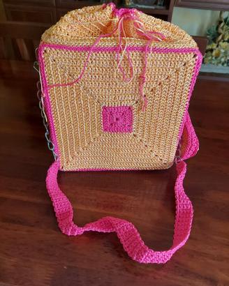 borsa quadrotta bicolore cordino tessiland 
