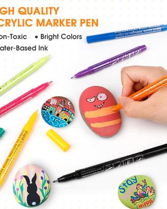 Pennarelli acrilici 12 colori - Punta extra fine