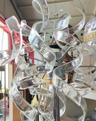 Piantana Metal Lux base cromata con elementi vetro