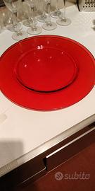 Set n. 4 sottopiatti in vetro colore rosso