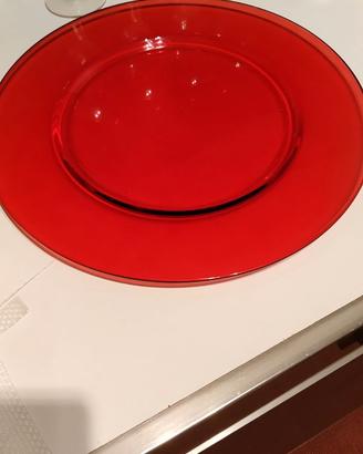 Set n. 4 sottopiatti in vetro colore rosso