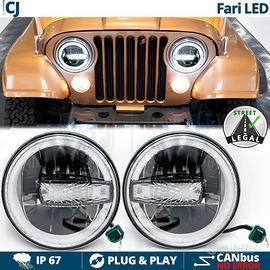 FARI LED Angel Eyes Per JEEP CJ OMOLOGATI6500K