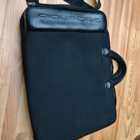 piquadro cartella borsa da lavoro tessuto e pelle