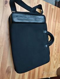 piquadro cartella borsa da lavoro tessuto e pelle