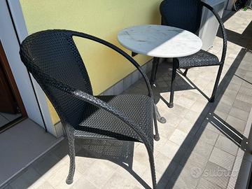 2 sedie e tavolo per terrazzo o giardino
