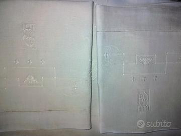 lenzuolo ricamato con federe ,Lino