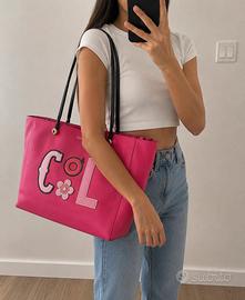 Shopper Furla vera pelle rosa nera