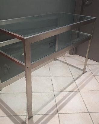 Tavolo in Acciaio Inox e Vetro, Espositore Negozio