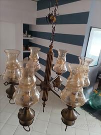 Lampadario metallo ramato a 6 punti luce