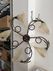 Lampadario in ferro battuto 5 luci