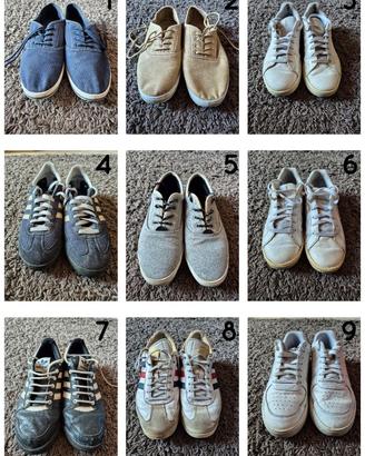 9 paia scarpe sneakers sportive Adidas, Nike, Puma