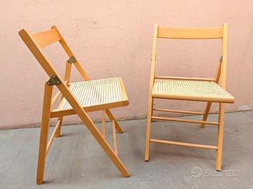 Lotto di 2 sedie in faggio pieghevoli
