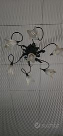 Lampadario ferro battuto floreale