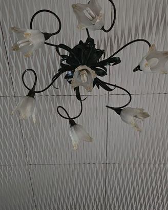 Lampadario ferro battuto floreale