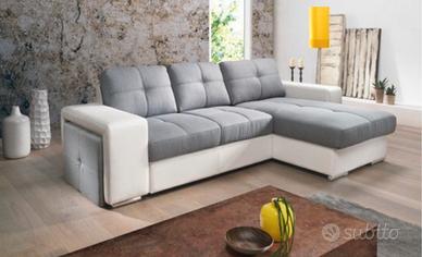 Divano letto con penisola e contenitore