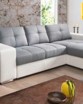 Divano letto con penisola e contenitore
