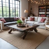 Tavolo basso etnico/indiano in legno massello