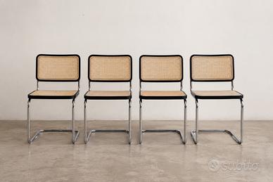 4 Sedie da pranzo in legno stile cesca rattan