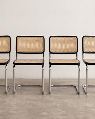 4 Sedie da pranzo in legno stile cesca rattan