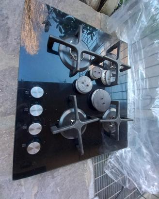 piano cottura gas 4 fuochi vetro 