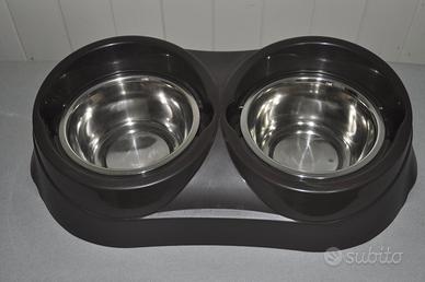 Portaciotole plastica/ciotole acciaio x cani,gatti