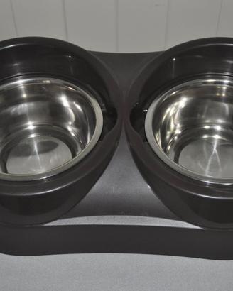 Portaciotole plastica/ciotole acciaio x cani,gatti