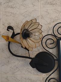 Coppia Applique Vintage in Ferro Battuto e Vetro