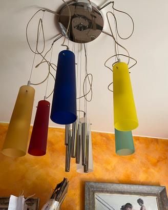 Coppia Lampadari design in murano e acciao