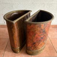 Contenitore vintage rame ottone vaso porta varie