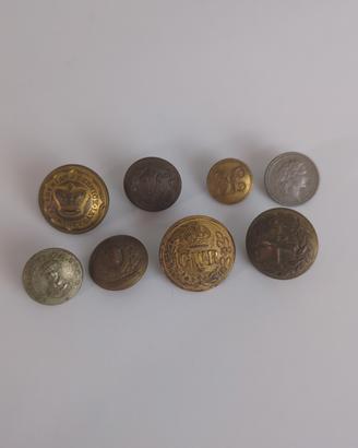 Lotto 8 bottoni militari ferroviari vintage GB