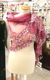 Stola Faliero Sarti rosa con ricami originale