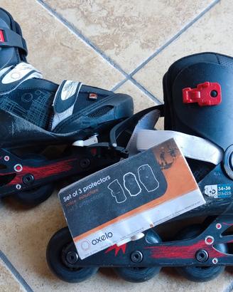 Rollerblade Oxelo 34-36 + protezioni 