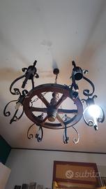 Lampadario vintage di ferro battuto 