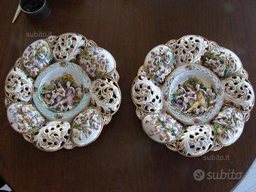 RIBASSO.2 piatti porcellana capodimonte 900
