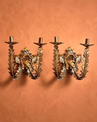coppia lampadari applique antico con foglie