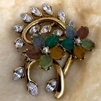 Spilla vintage floreale grande anni 60 dorata