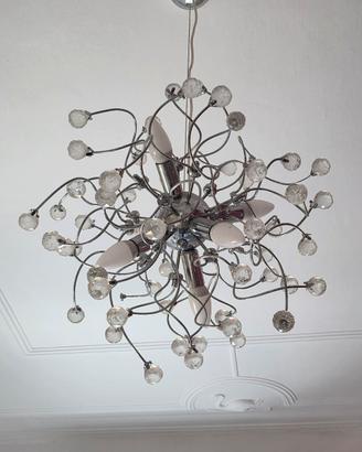 lampadario con palline in cristallo