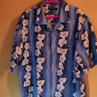 Camicia uomo fantasia floreale blu