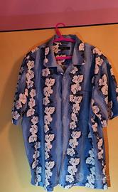 Camicia uomo fantasia floreale blu