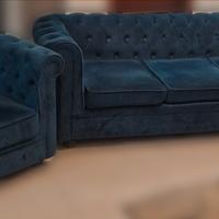 Divano e poltrona verde-ottanio