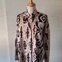 Camicia fantasia beige/panna/nero donna