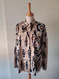 Camicia fantasia beige/panna/nero donna