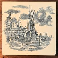 Piastrella Dipinta Blu Vintage 