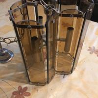 lampadario vetro e acciaio