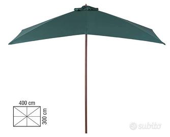 Ombrellone in Legno a Carrucola 4x3 M Verde