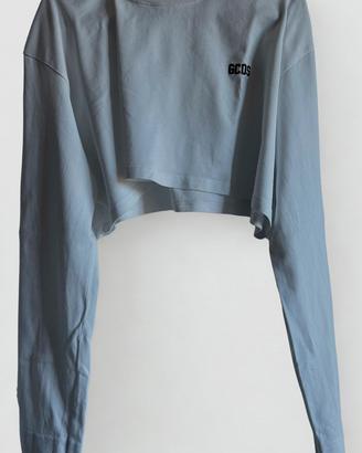 Felpa GCDS bianco crop a maniche lunghe - Taglia S