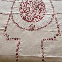 TOVAGLIA TOMBOLO IN LINO-220 X 140-STEMMA-ANNI '50