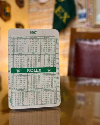 Calendario Rolex Card  Vintage 1967 - 1968